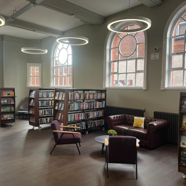 The inside of the refurbished Tyldesley Library.