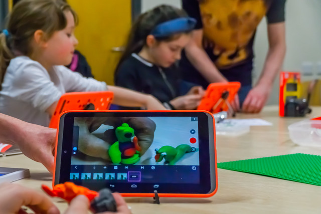 Children creating with tablets