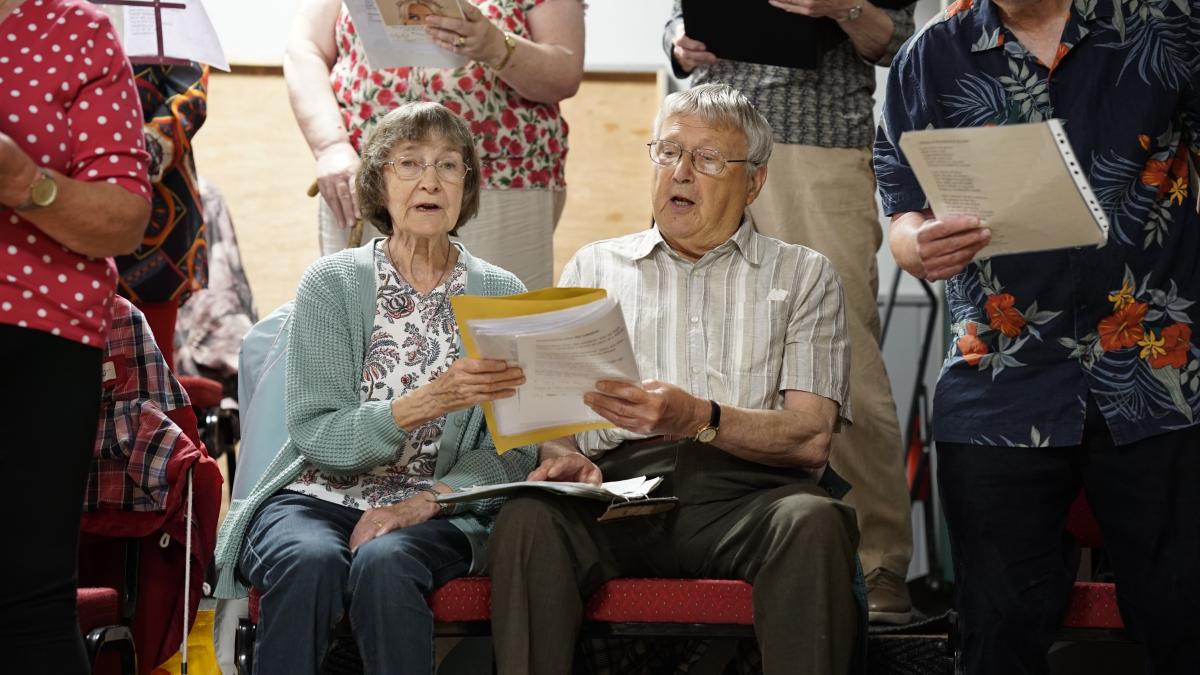 Members of the Over 60s Community Choir in Gloucestershire Libraries.