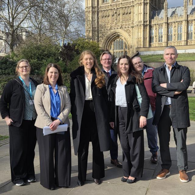 The Libraries Connected staff team outside Parliament