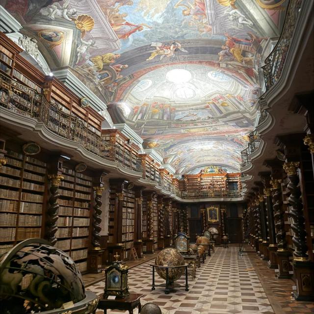 A view of a room in the Klementinum Library in central Prague.